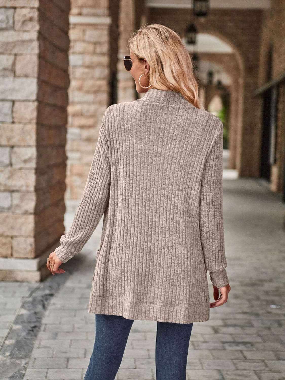 Cozy open front cardigan with pockets - Love Salve